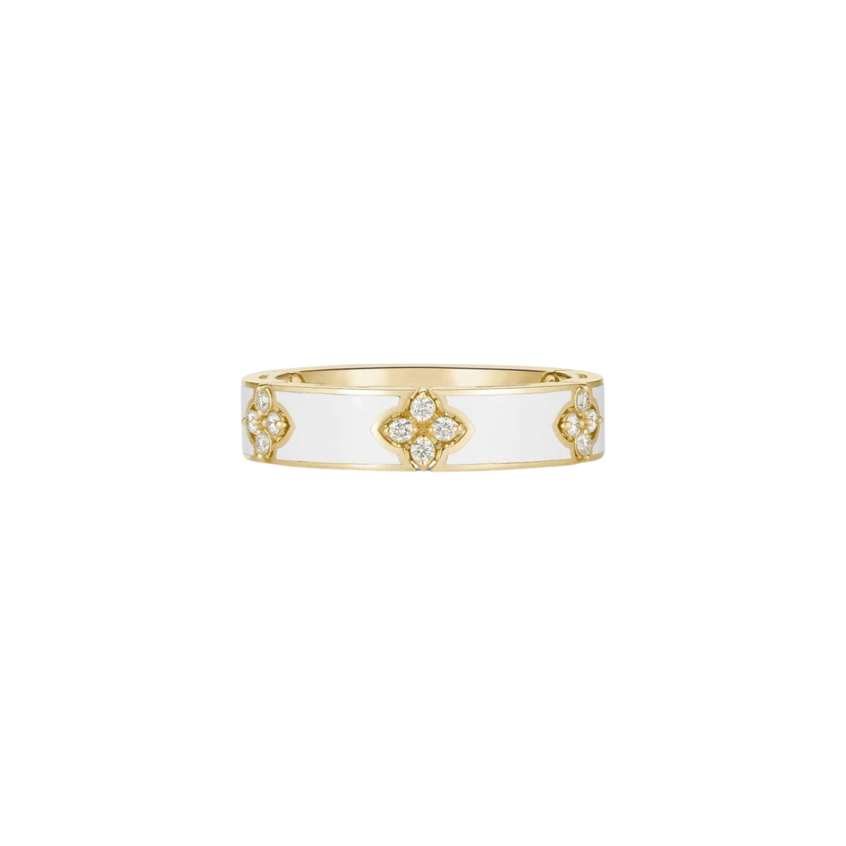 Roberto Coin Jewelry - 18K Rose Gold White Enamel & Diamond Love In Verona Ring | Manfredi Jewels