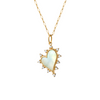 18K Yellow Gold Mother of Pearl White Heart Necklace with Diamonds
