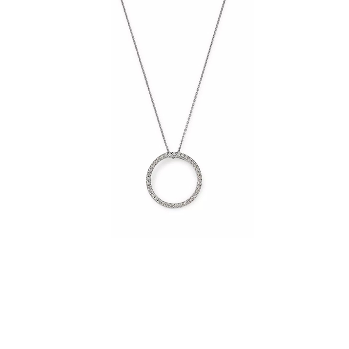 Roberto Coin Jewelry - 18K White Gold Medium Circle Pendant Necklace with Diamonds | Manfredi Jewels