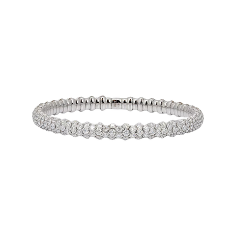 18K White Gold & Diamond Domed Stretch Bracelet