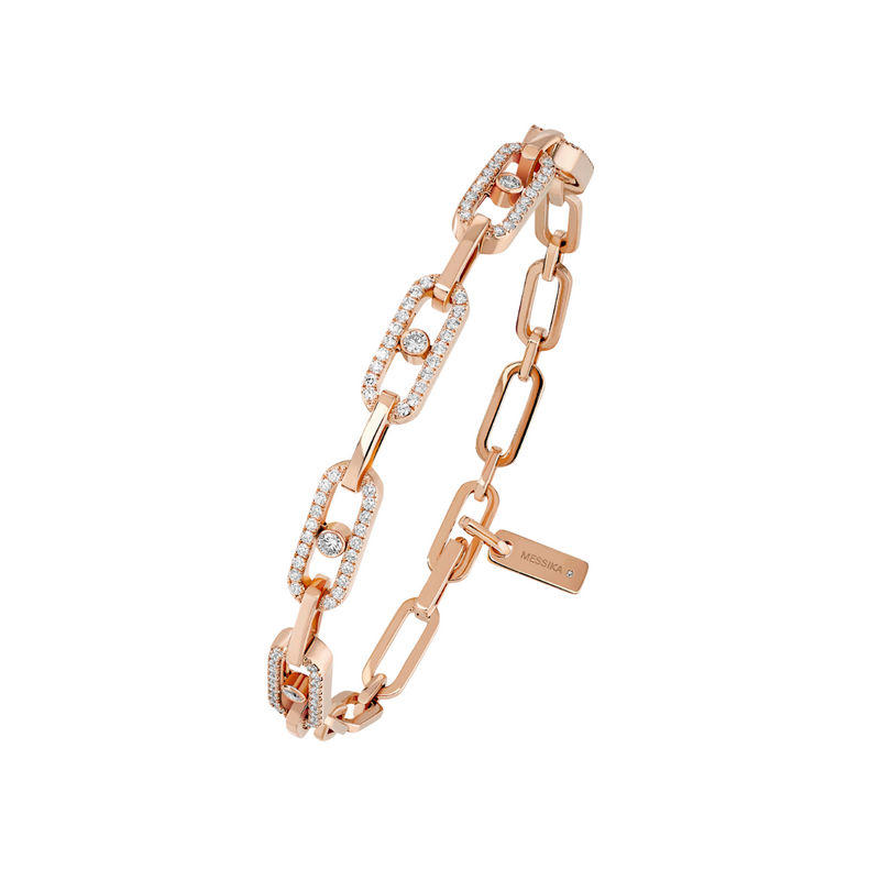 Move Link 18K Rose Gold Multi Diamond Pavé Bracelet
