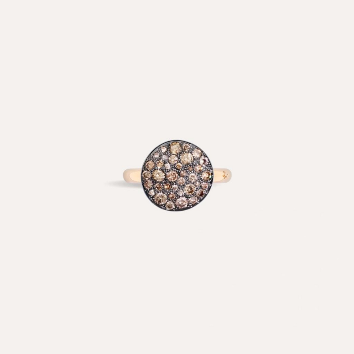 Pomellato Jewelry - Sabbia 18K Rose Gold Brown Diamond Pavé Ring | Manfredi Jewels