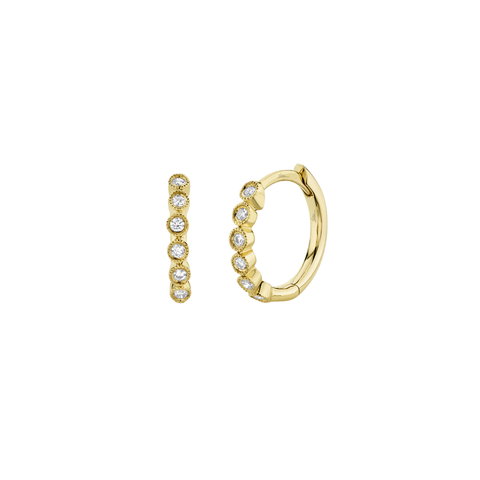 Kate 14K Yellow Gold and Diamond Bezel Set Huggie Earrings