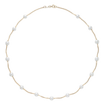 14K Yellow Gold 5.5-6MM White Freshwater Pearl Tin Cup Necklace, 17 Inches
