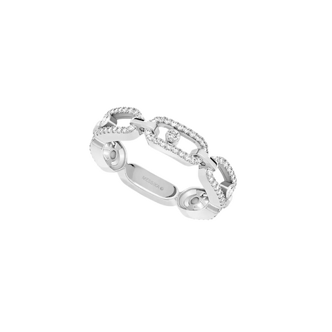 Move Link 18K White Gold Multi Diamond Pavé Ring