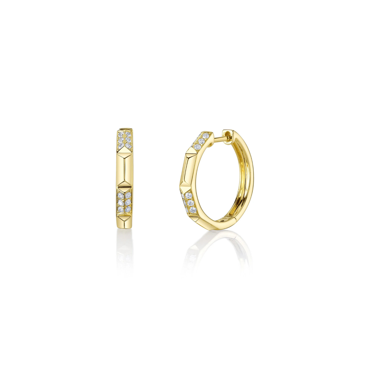 Kate 14K Yellow Gold & Diamond Geo Cut Hoop Earring