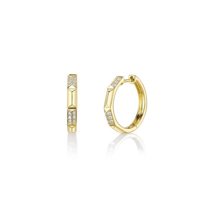 Kate 14K Yellow Gold & Diamond Geo Cut Hoop Earring