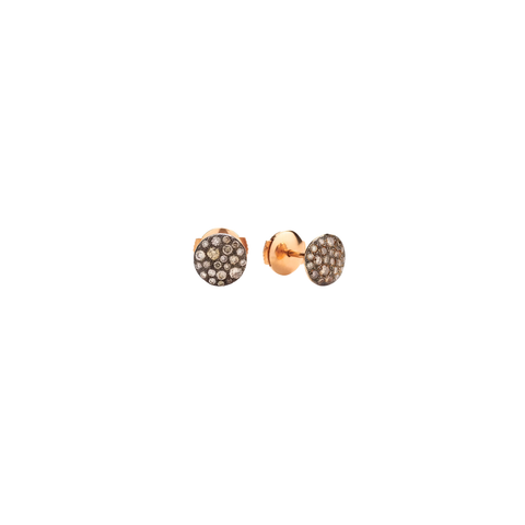 Sabbia 18K Rose Gold Pavé Brown Diamond Stud Earrings