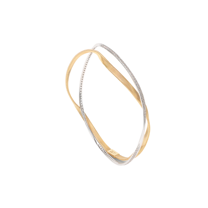 Marco Bicego Jewelry - Marrakech 18K Yellow and White Gold 2-Strand Diamonds Bangle Bracelet | Manfredi Jewels
