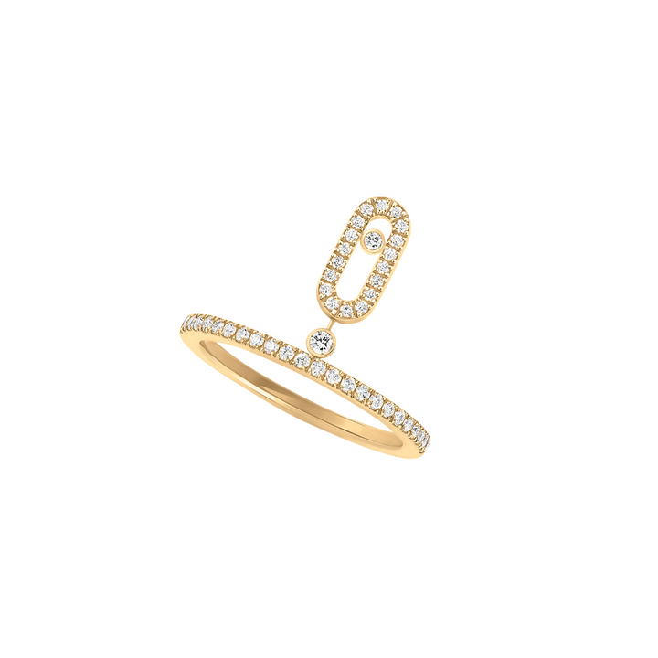 Messika Jewelry - Move Uno 18K Yellow Gold Pavé Diamond Drop Ring | Manfredi Jewels