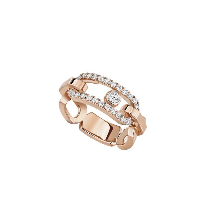 Messika Jewelry - Move Link 18K Rose Gold Diamond Pavé Ring | Manfredi Jewels