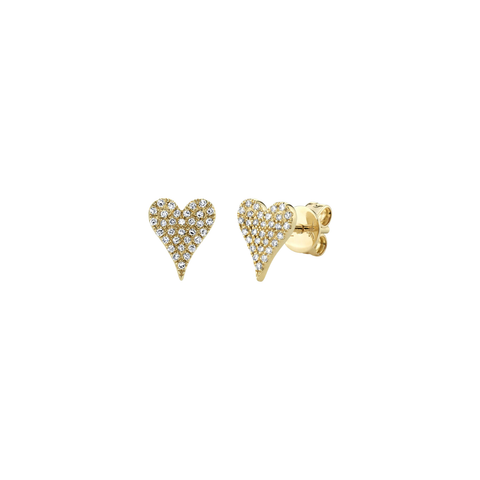 Kate 14K Yellow Gold Diamond Pave Heart Stud Earrings