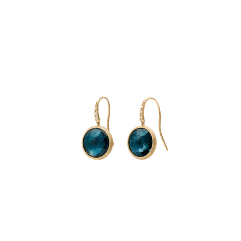 Jaipur Color 18K Yellow Gold London Blue Topaz Small Drop Diamond Earrings
