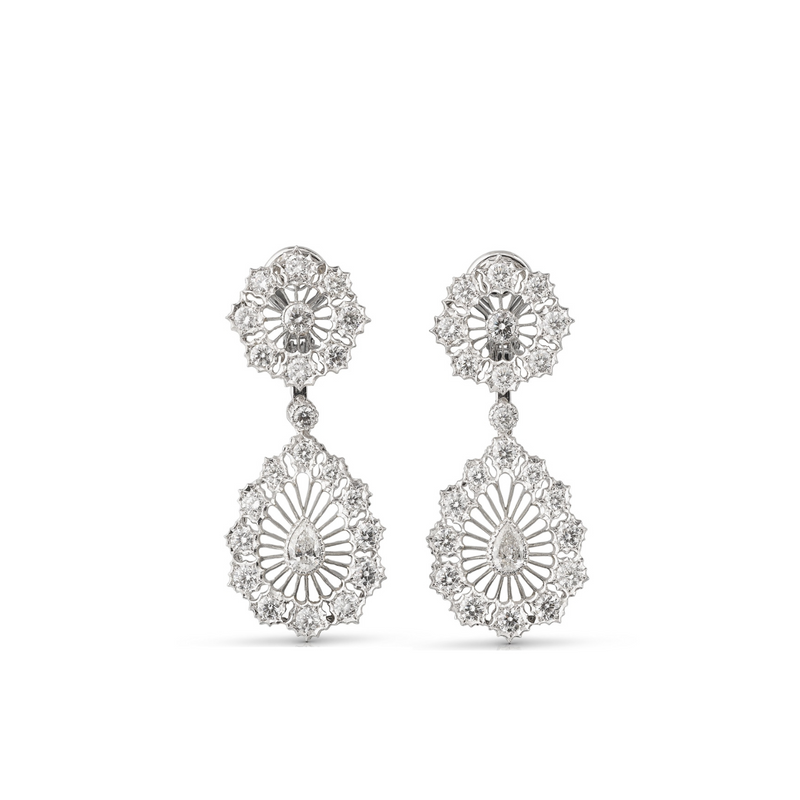 Tulle 18K White Gold Drop Down Diamond Earrings