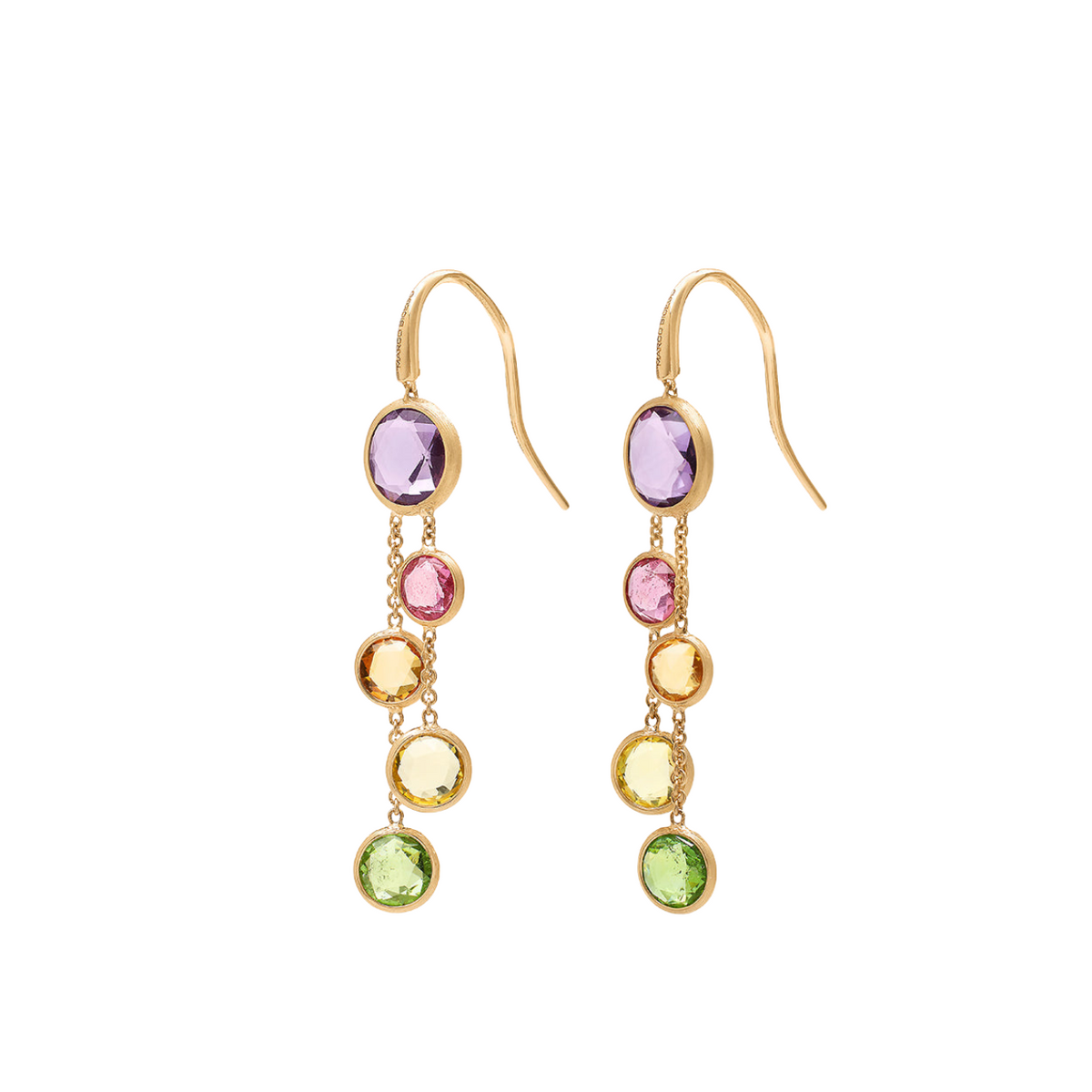 Marco Bicego Jewelry - Jaipur Color 18K Yellow Gold Mixed Gemstone Two Strand Earrings | Manfredi Jewels