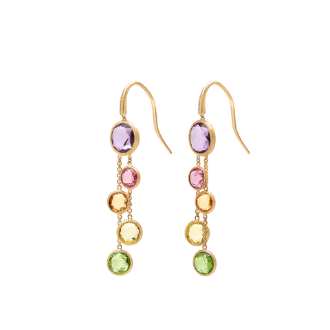 Jaipur Color 18K Yellow Gold Mixed Gemstone Two Strand Earrings