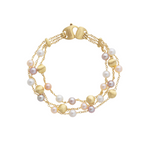 Africa Pearl 18K Yellow Gold Three Strand Bracelet