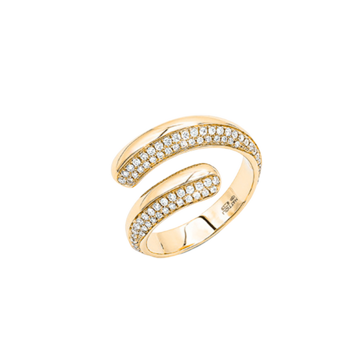 Mattioli Jewelry - Classic 18K Yellow Gold Diamond Pavè Twist Ring | Manfredi Jewels
