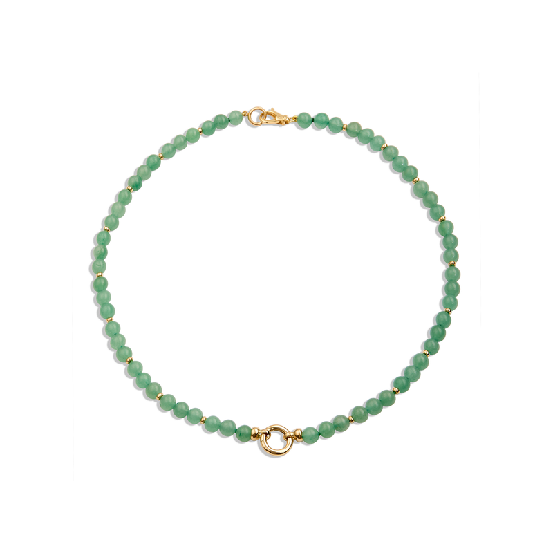 18K Yellow Gold & Aventurine Beaded Necklace