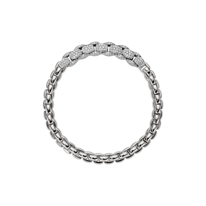 Fope Jewelry - Eka 18K White Gold Diamond Pavé Chain Flex’it Bracelet | Manfredi Jewels