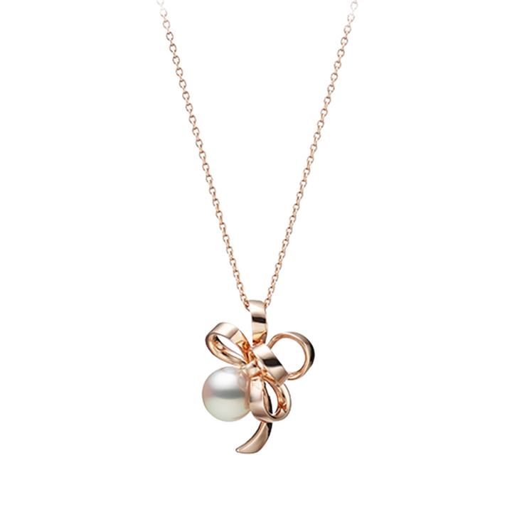 Mikimoto Jewelry - Jeux De Rubans 18K Pink Gold Akoya Cultured Pearl Pendant Necklace | Manfredi Jewels