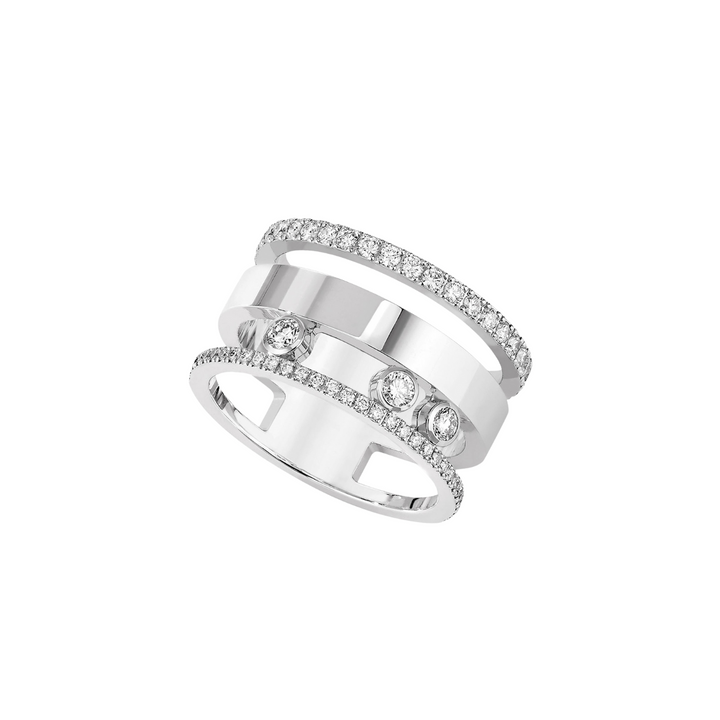 Messika Jewelry - Move Romane 18K White Gold Large Model Diamond Ring | Manfredi Jewels