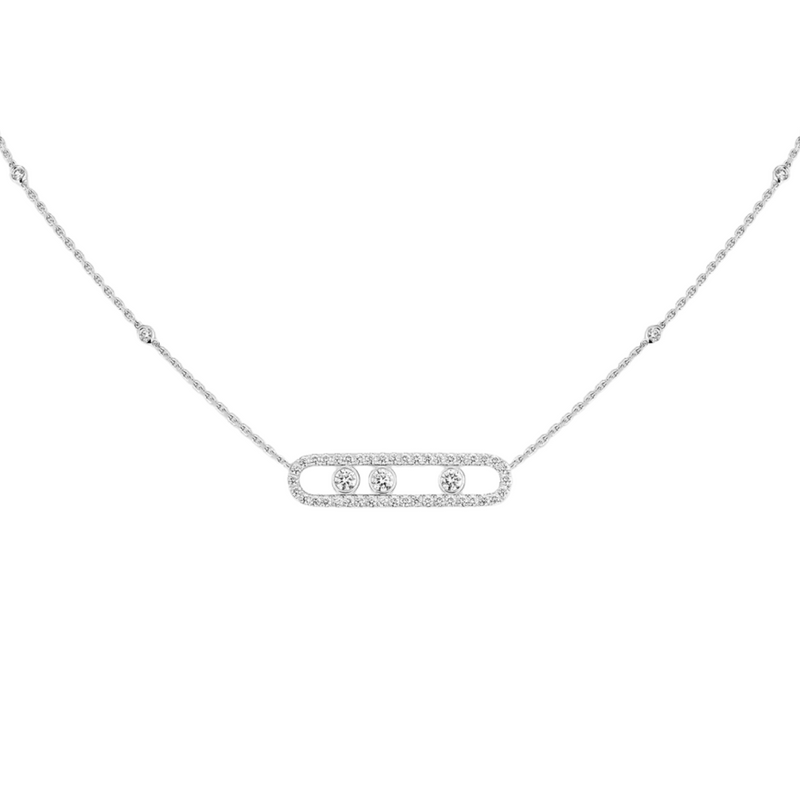 18K White Gold Move Pavé Diamond Necklace