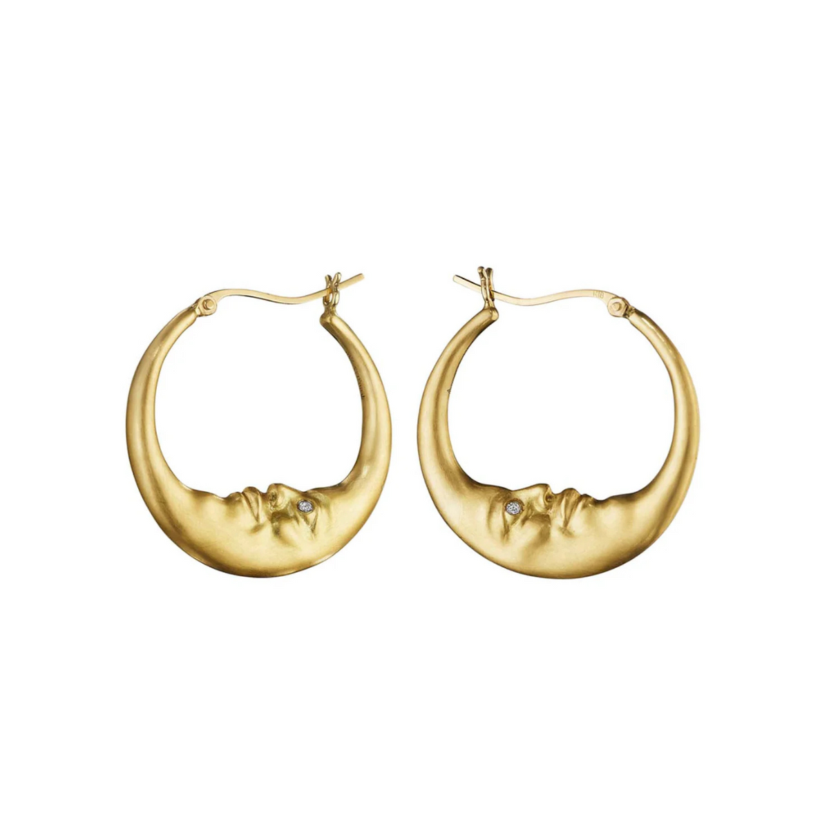 Anthony Lent Jewelry - Crescent Moonface 18K Yellow Gold Large Hoop Earrings | Manfredi Jewels