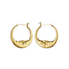 Crescent Moonface 18K Yellow Gold Large Hoop Earrings
