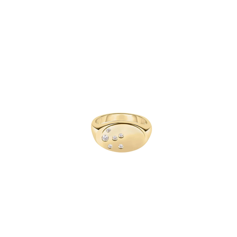 18K Yellow Gold Large Diamond Signet Ring