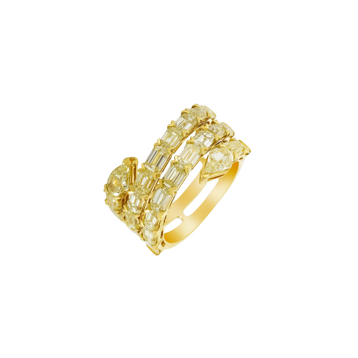 Etho Maria Jewelry - Triple Loop 18K Yellow Gold Yellow Diamond Ring | Manfredi Jewels