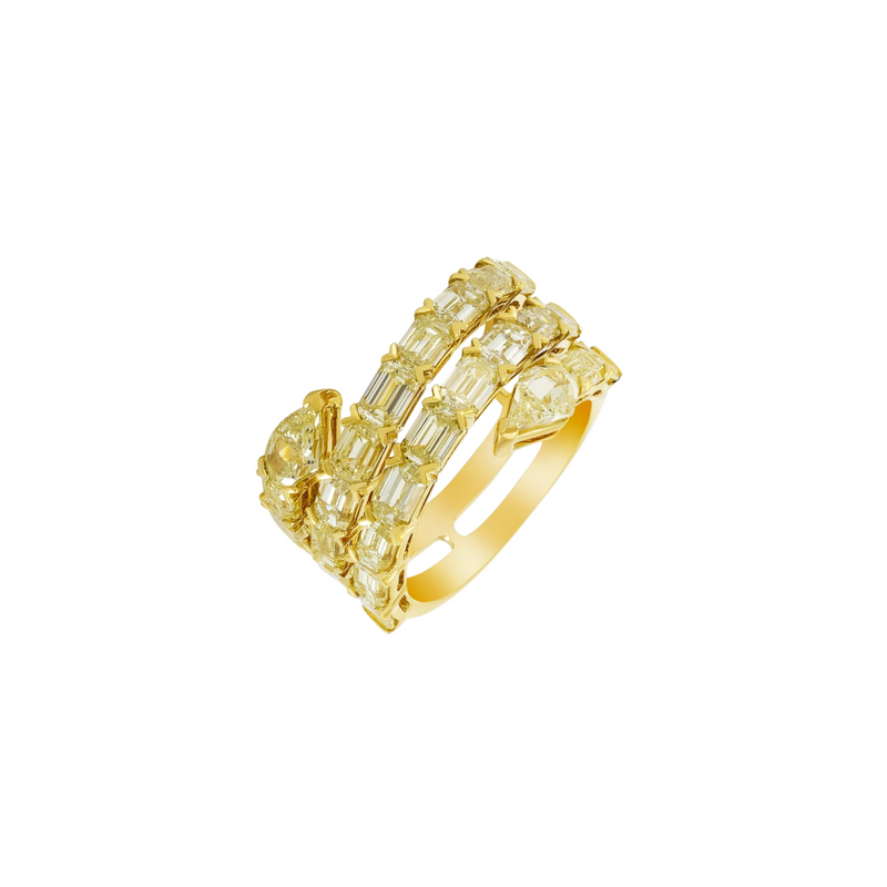 Triple Loop 18K Yellow Gold Yellow Diamond Ring