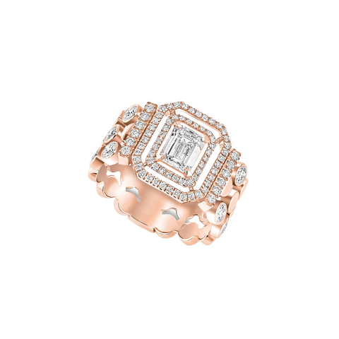 D-Vibes 18K Rose Gold Multi Row Diamond Pavé Ring