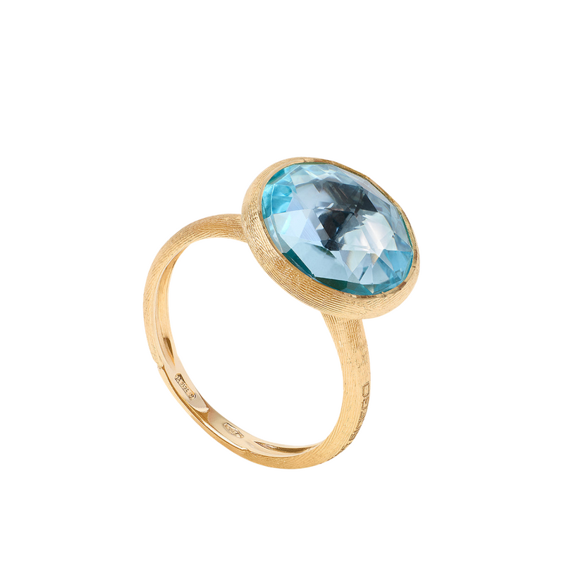 Marco Bicego Jewelry - Jaipur Color 18K Yellow Gold Blue Topaz Medium Stackable Ring | Manfredi Jewels