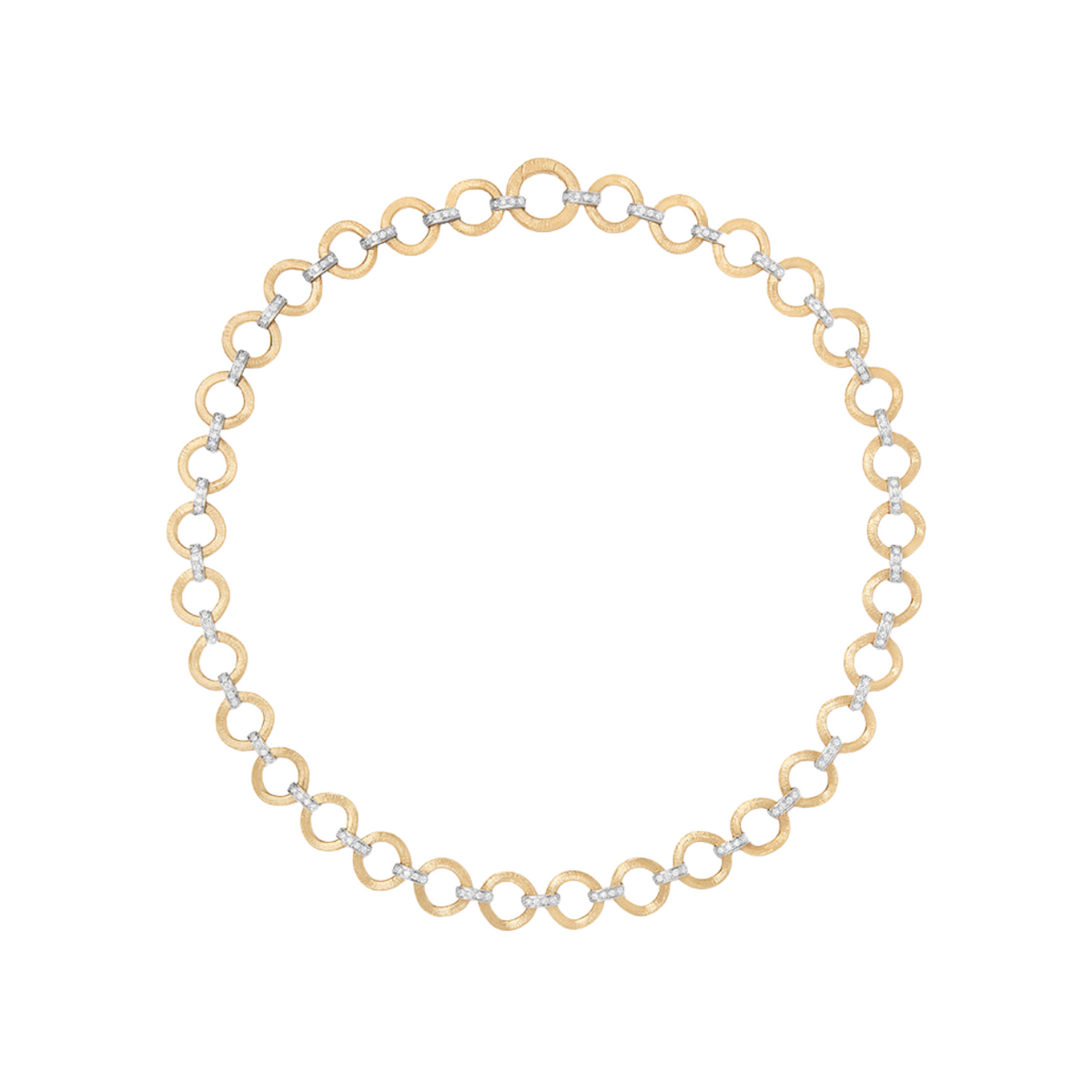 Marco Bicego Jewelry - Jaipur Link 18K Yellow & White Gold Flat-Link Diamond Necklace | Manfredi Jewels