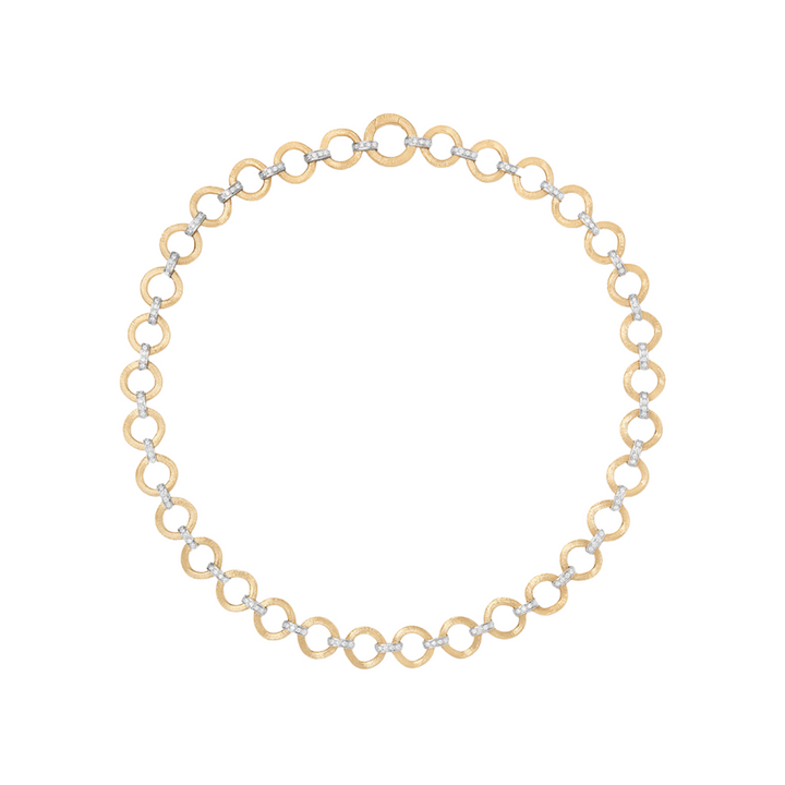 Marco Bicego Jewelry - Jaipur Link 18K Yellow & White Gold Flat-Link Diamond Necklace | Manfredi Jewels
