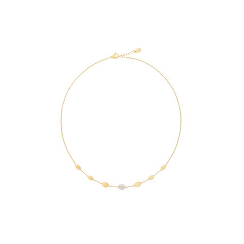 18K Yellow Gold Siviglia Station Necklace with Diamonds