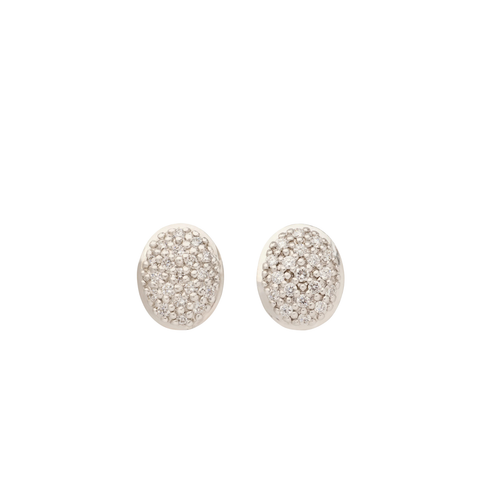 18K Yellow Gold Siviglia Oval Diamond Pavé Stud Earrings