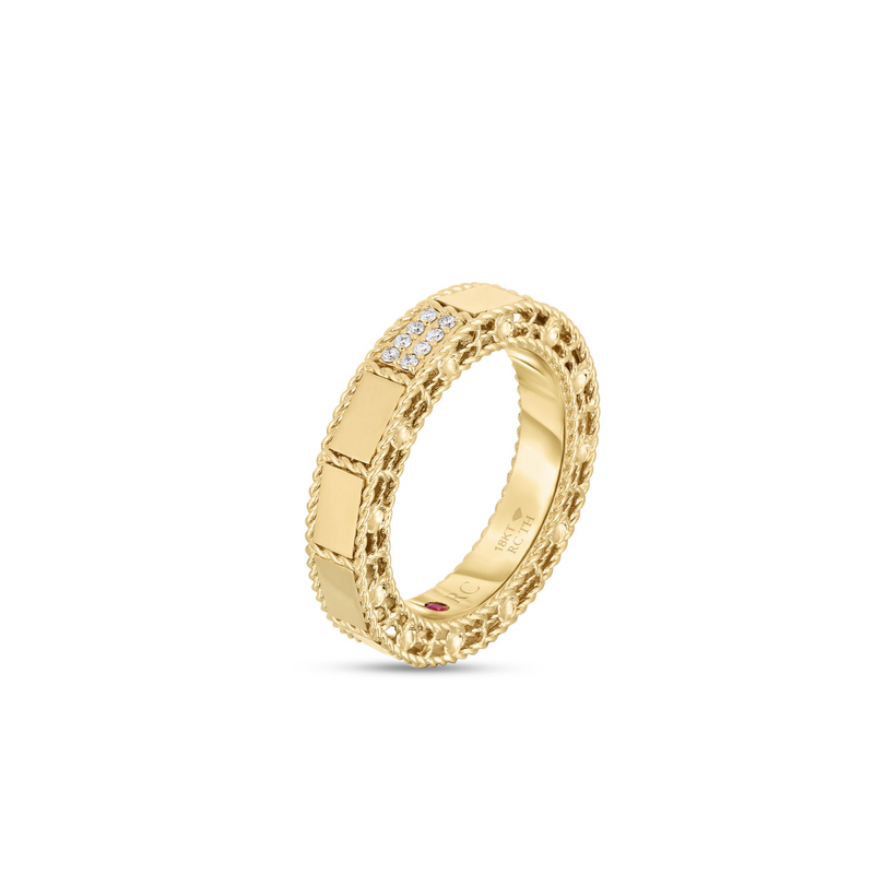 Mosaic 18K Yellow Gold Diamond Accent Ring