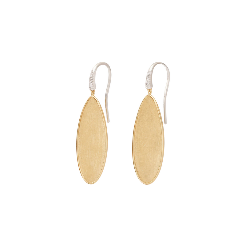 Lunaria 18K Yellow Gold Petal Drop Earrings With Diamond Hook