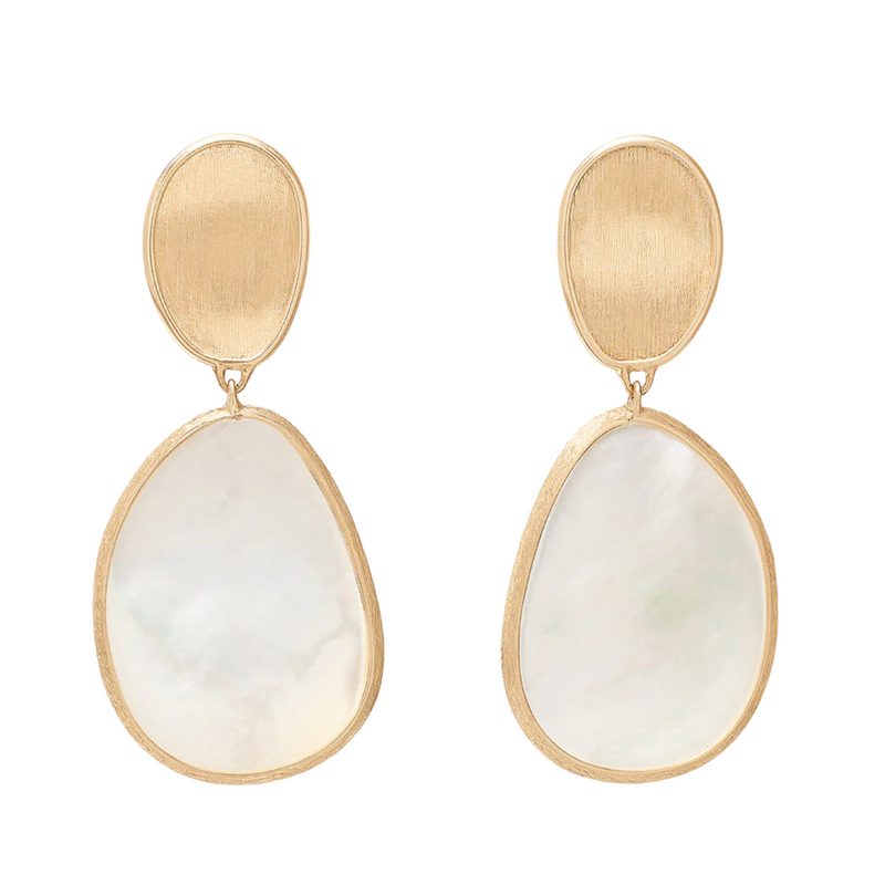 Marco Bicego - Lunaria Yellow Gold Mother of Pearl Earrings | Manfredi Jewels