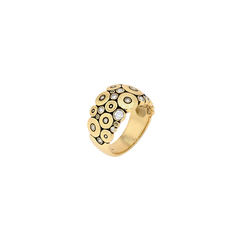 18K Yellow Gold & Diamond "Ocean" Ring