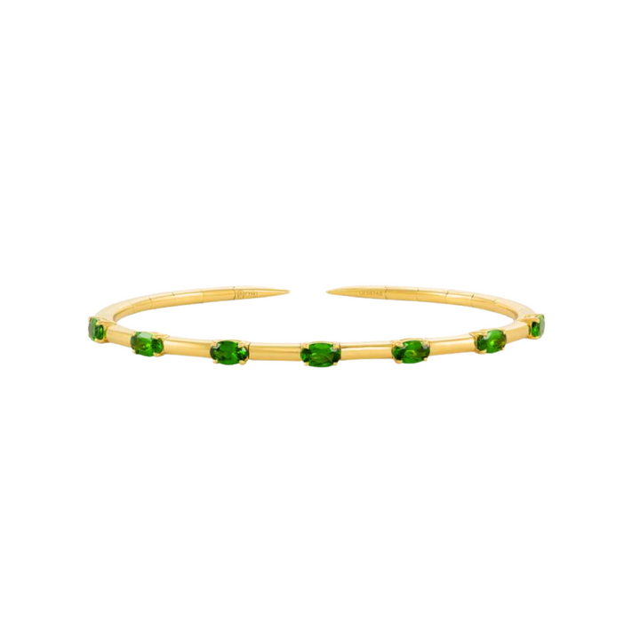 Etho Maria Jewelry - Dolce 18K Yellow Gold Tsavorites Stations Bangle Bracelet | Manfredi Jewels