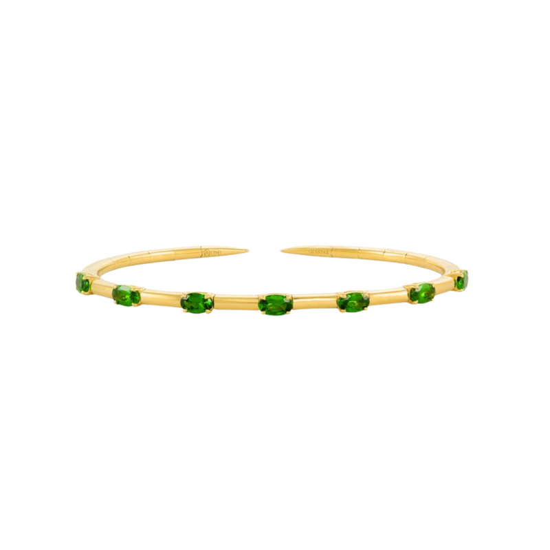 Dolce 18K Yellow Gold Tsavorites Stations Bangle Bracelet