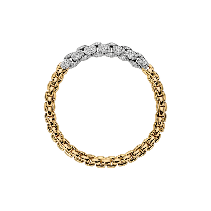 Fope Jewelry - Eka 18K Yellow & White Gold Diamond Pavé Chain Flex’it Bracelet | Manfredi Jewels