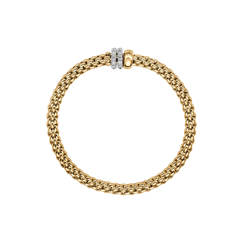 Fope Jewelry - Solo 18K Yellow & White Gold Pavè Diamond Flex’it Bracelet | Manfredi Jewels