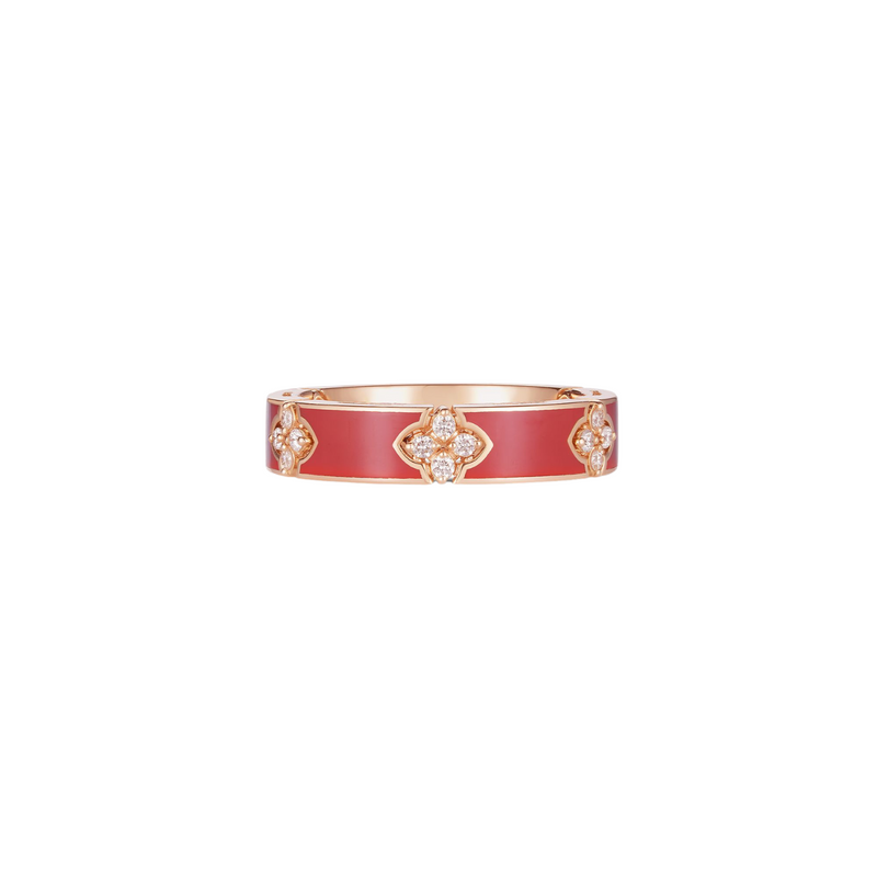 18K Rose Gold, Red Enamel & Diamond Love In Verona Ring