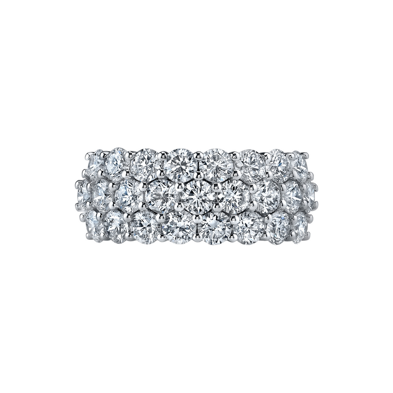 Manfredi Jewels Diamond - 18K White Gold 3-Row Round Diamond Half-Way Band - 3.00 CTW | Manfredi Jewels
