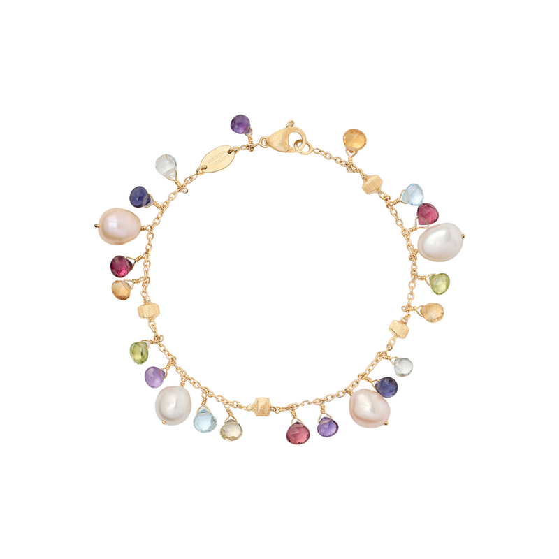 Paradise 18K Yellow Gold Mixed Gemstone & Pearl Single Strand Bracelet