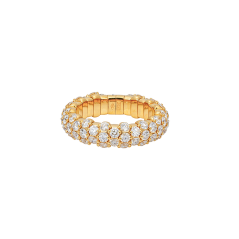 18K Yellow Gold & Diamond Slim Domed Stretch Ring